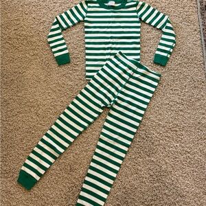 Hanna Andersson Classic Green and White striped organic cotton Pajama Set